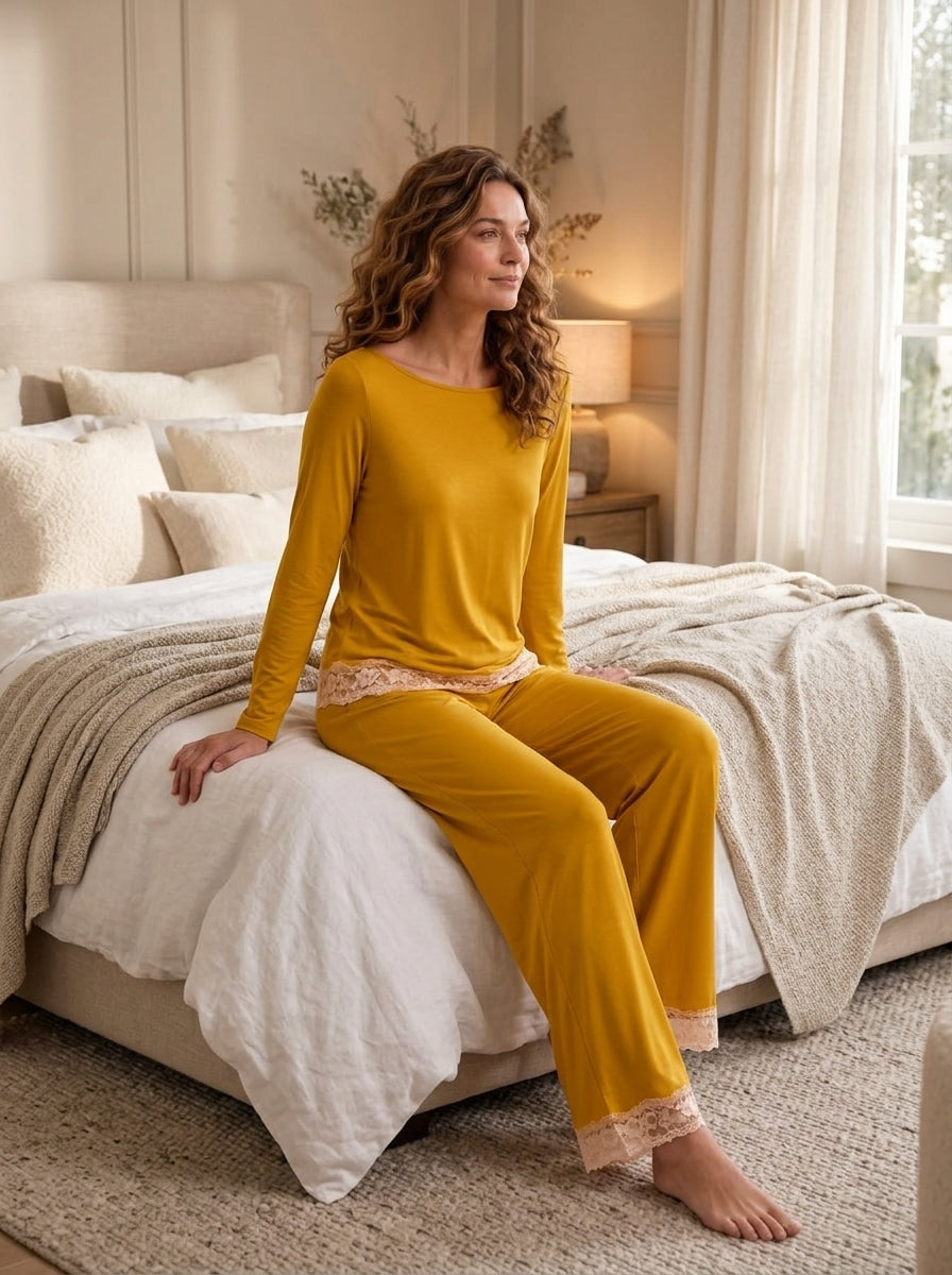 Pyjama Femme Jaune Moutarde