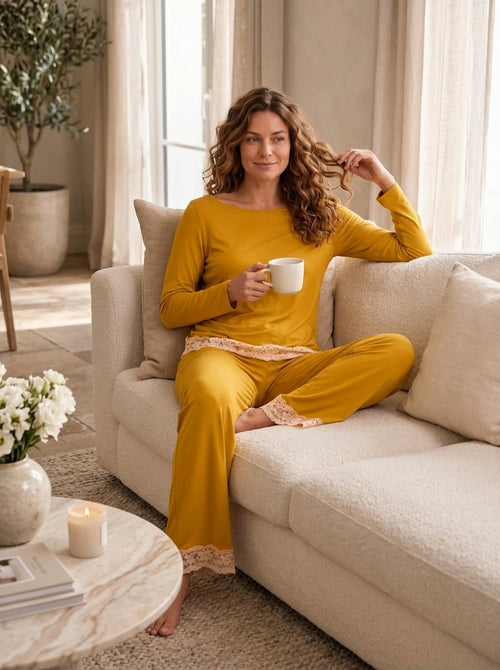 Pyjama Femme Jaune Moutarde