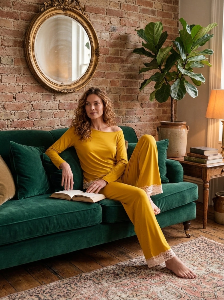 Pyjama Femme Jaune Moutarde
